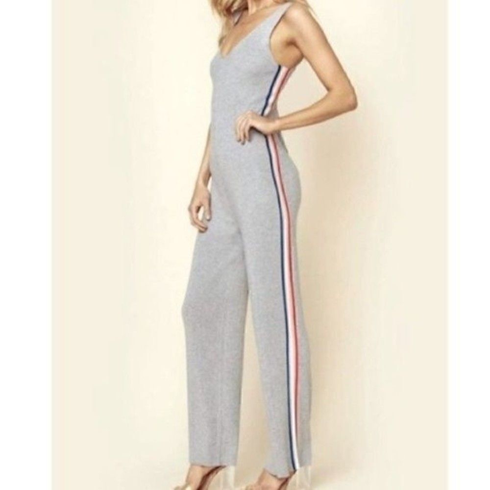 Spiritual Gangster gray ribbed rainbow track jumper sleeveless M boxD